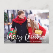 Frohe Weihnachts-Foto Moderne Pinselschrift Postkarte (Vorderseite)