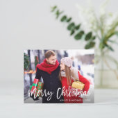 Frohe Weihnachts-Foto Moderne Pinselschrift Postkarte (Stehend Vorderseite)