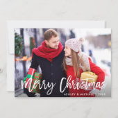 Frohe Weihnachts-Foto Moderne Pinselskriptkarte R Einladung (Vorderseite)