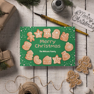 Frohe Weihnachts-Foto Name Gingerbread Grün Feiertagskarte