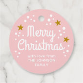 Frohe Weihnachts-Foto Name Simple Pink Round Gesch Geschenkanhänger (Rückseite)