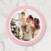 Frohe Weihnachts-Foto Name Simple Pink Round Gesch Geschenkanhänger (Vorderseite)