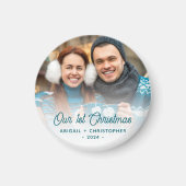 Frohe Weihnachts-Foto neu Türkisschrift Magnet (Vorne)