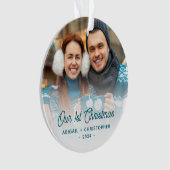 Frohe Weihnachts-Foto neu Türkisschrift Ornament (Vorderseite)