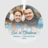 Frohe Weihnachts-Foto neu Türkisschrift Ornament (Rückseite)