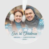 Frohe Weihnachts-Foto neu Türkisschrift Ornament (Vorderseite)