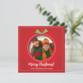 Frohe Weihnachts Foto Ornament Flat Holiday Card (Stehend Vorderseite)