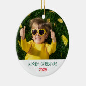 Frohe Weihnachts-Foto-Ornament Keramik Ornament (Rechts)