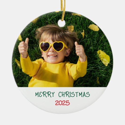 Frohe Weihnachts-Foto-Ornament Keramik Ornament (Vorne)