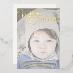 Frohe Weihnachts-Foto Overlay White Chic Gold Folien Feiertagskarte