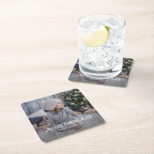 Frohe Weihnachts-Foto Papier Untersetzer (Vor Ort)