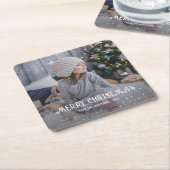 Frohe Weihnachts-Foto Papier Untersetzer (angewinkelt)