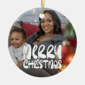 Frohe Weihnachts-Foto Personalisiert Keramik Ornament (Vorne)