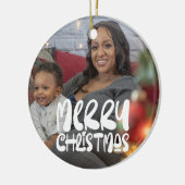 Frohe Weihnachts-Foto Personalisiert Keramik Ornament (Links)