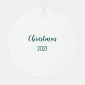 Frohe Weihnachts-Foto Personalisiert Round Green Ornament Aus Metall (Rückseite)