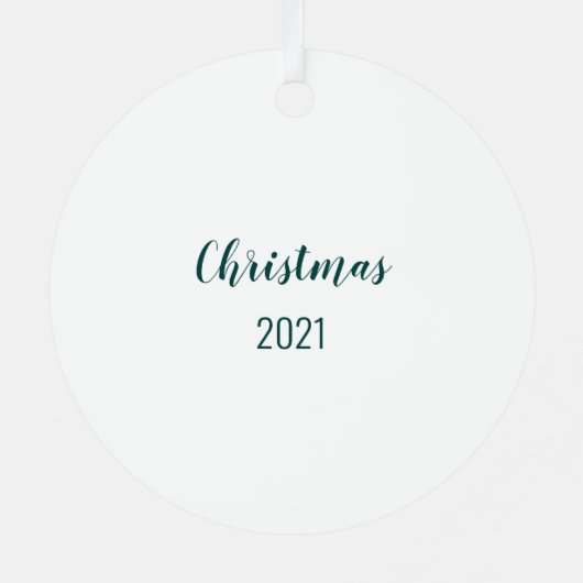Frohe Weihnachts-Foto Personalisiert Round Green Ornament Aus Metall (Rückseite)