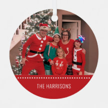 Frohe Weihnachts-Foto Personalisiert Round Red