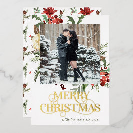 Frohe Weihnachts-Foto Poinsettia Folien Feiertagskarte