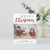 Frohe Weihnachts-Foto Postkarte Rot Grün Elegant (Stehend Vorderseite)