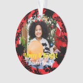 Frohe Weihnachts-Foto Red Black Simple Ornament (Vorderseite)