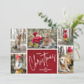 Frohe Weihnachts-Foto Red Feiertagskarte (Stehend Vorderseite)