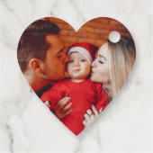 Frohe Weihnachts-Foto Rustikale Holzschneeflocken Geschenkanhänger (Rückseite)