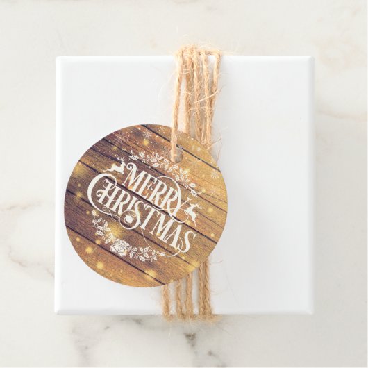 Frohe Weihnachts-Foto Rustikales Holz Geschenkanhänger (Beispiel)