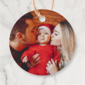 Frohe Weihnachts-Foto Rustikales Holz Geschenkanhänger (Rückseite)