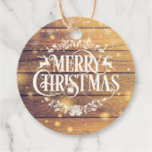 Frohe Weihnachts-Foto Rustikales Holz Geschenkanhänger (Vorderseite)