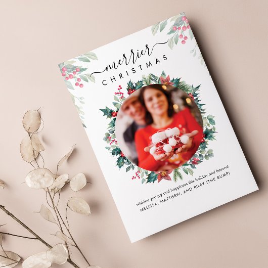 Frohe Weihnachts-Foto Schwangerschaft Ankündigung