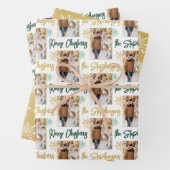 Frohe Weihnachts Foto Script Name Gold Green Geschenkpapier Set (Beispiel)