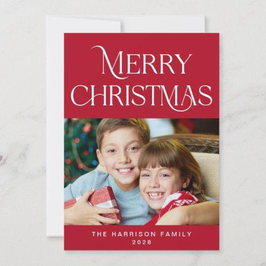 Frohe Weihnachts-Foto Script-Weihnachtskarte (Vorderseite)