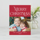 Frohe Weihnachts-Foto Script-Weihnachtskarte (Stehend Vorderseite)