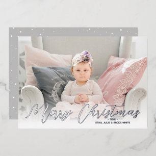 Frohe Weihnachts-Foto Silver Folien Feiertagskarte