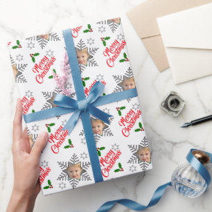 Frohe Weihnachts-Foto Snowflake Geschenkpapier