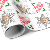 Frohe Weihnachts-Foto Snowflake Geschenkpapier (Rolleneckpunkt)