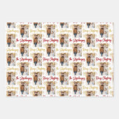 Frohe Weihnachts-Foto Snowflake Name Red Gold Geschenkpapier Set (Vorderseite)