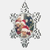 Frohe Weihnachts-Foto Snowflake Schneeflocken Zinn-Ornament (Rechts)