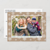 Frohe Weihnachts-Foto Snowflakes Kraft Postkarte (Vorne/Hinten)
