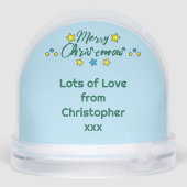 Frohe Weihnachts-Foto-Sterne Maus blau Schneekugeln (Rückseite)