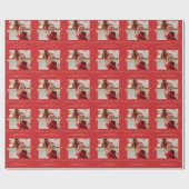 Frohe Weihnachts-Foto-Text personalisiert rot Geschenkpapier (Flach)