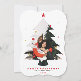 Frohe Weihnachts Foto Tree Flat Holiday Card Feiertagskarte