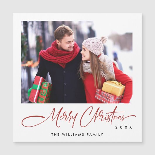 Frohe Weihnachts FOTO Urlaub Magnetkarte (Vorderseite)