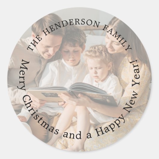 Frohe Weihnachts-Foto Urlaub Runder Aufkleber (Vorderseite)