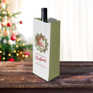 Frohe Weihnachts-Foto Wasserfarbenwelt Kranz Geschenktüte Für Weinflaschen
