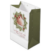 Frohe Weihnachts-Foto Wasserfarbenwelt Kranz Mittlere Geschenktüte (Vorderseite Schrägansicht)