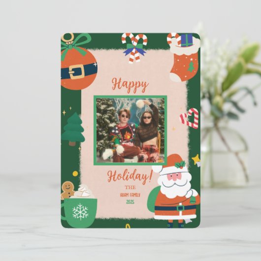 Frohe Weihnachts-Foto-Weihnachtskarte Einladung (Stehend Vorderseite)