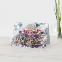 Frohe Weihnachts-Foto-Weihnachtskarte Schnee