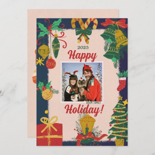 Frohe Weihnachts-Foto-Weihnachtskarten Feiertagskarte (Vorne/Hinten)