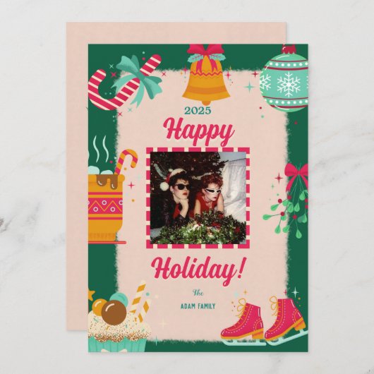 Frohe Weihnachts-Foto-Weihnachtskarten Feiertagskarte (Vorne/Hinten)